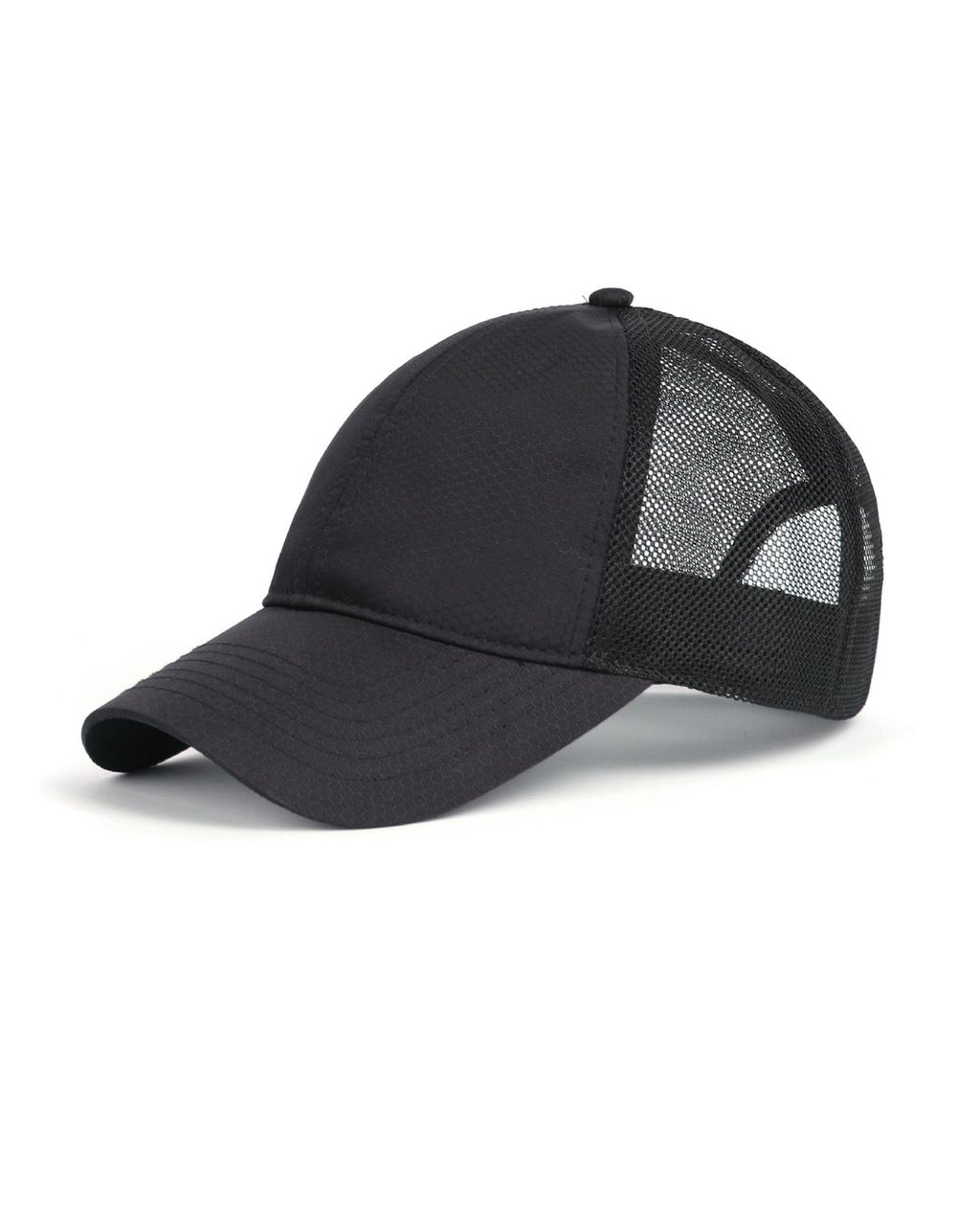 Black breathable mesh trucker hat for big heads XXL - front view - Zylioo