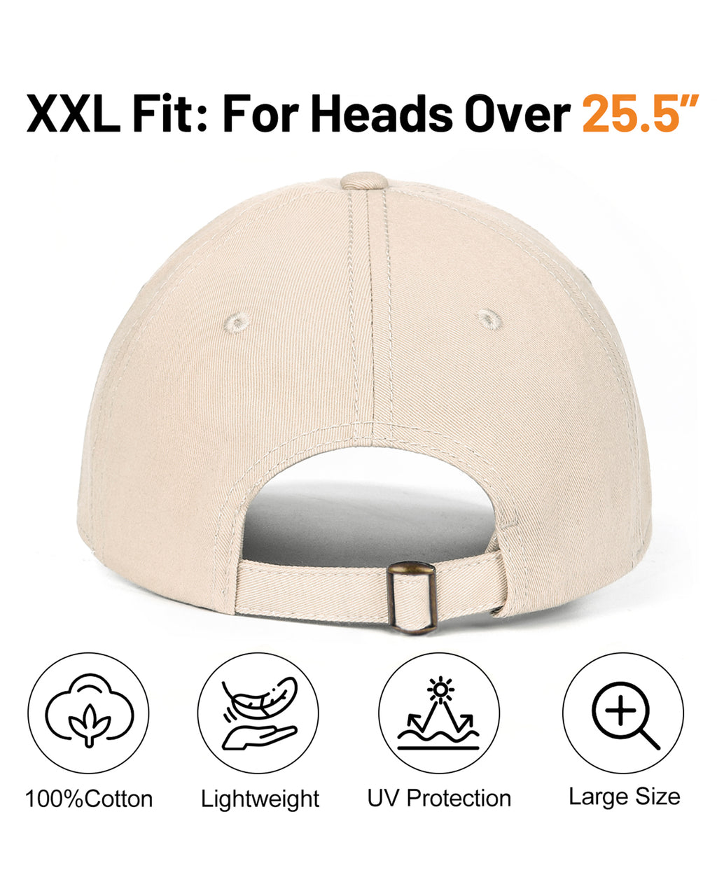 USA Flag Cotton Baseball Cap for Big Heads