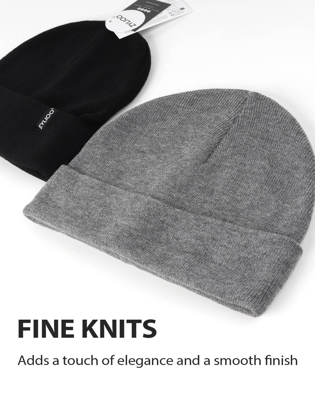Fine Knit Beanie Hats for Big Heads