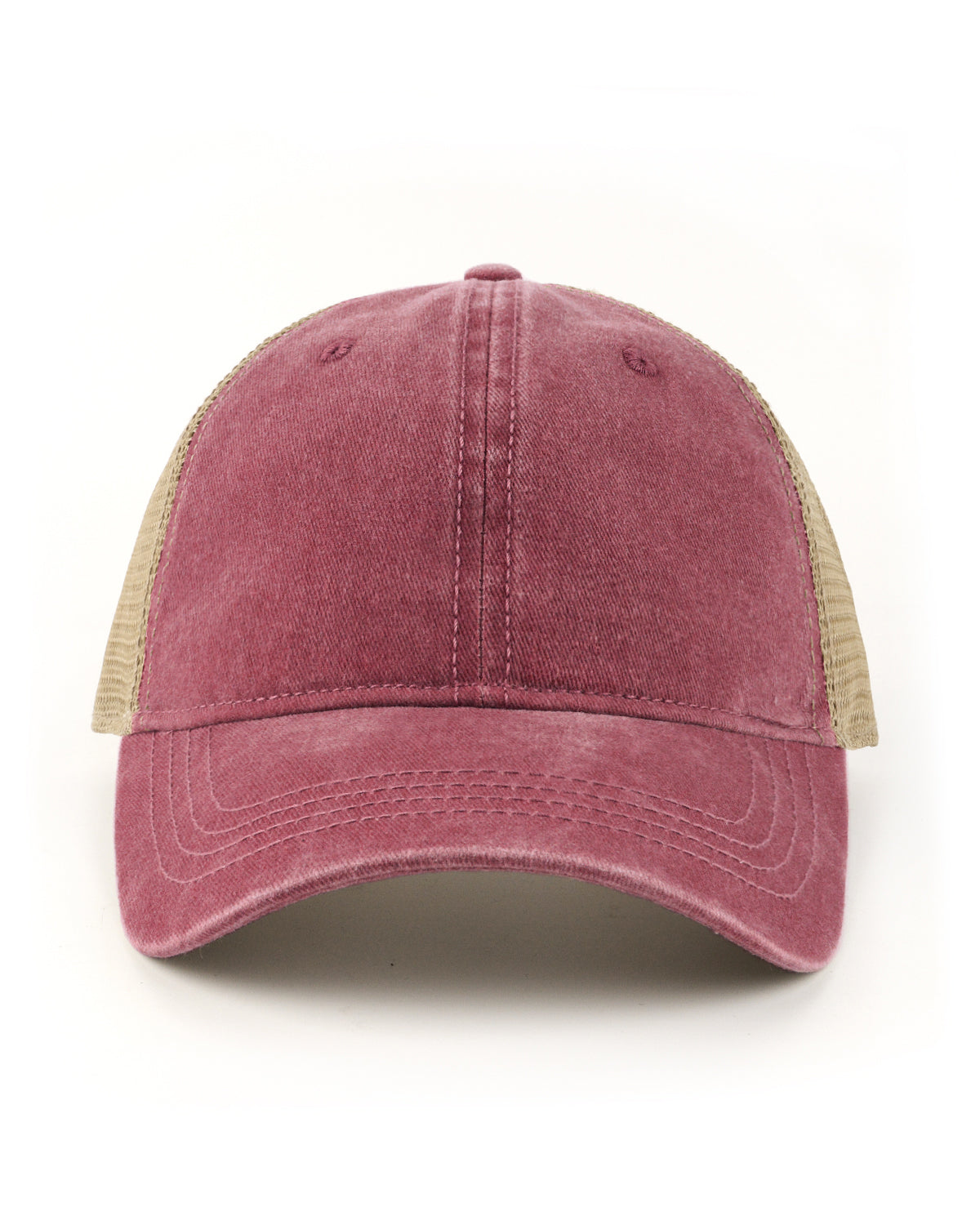 Wine red cooling mesh washed trucker hat for big heads - front view