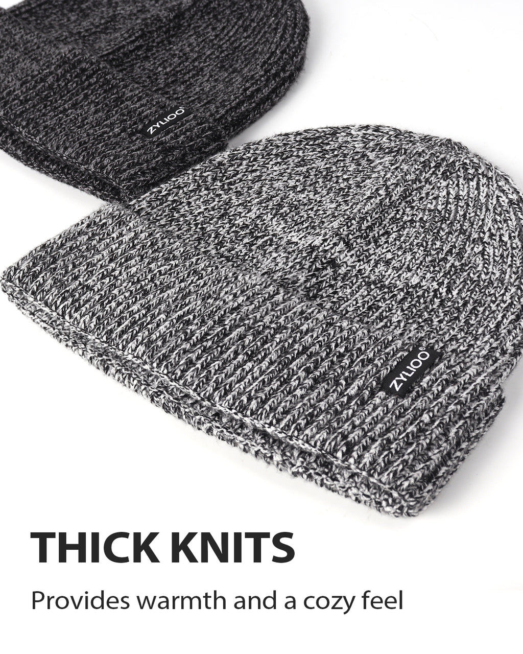 Mix gray ribbed knit beanie for big heads - flat lay