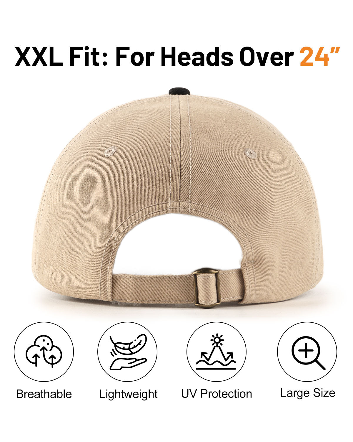 2-Tone Cotton Baseball Cap for Big Heads