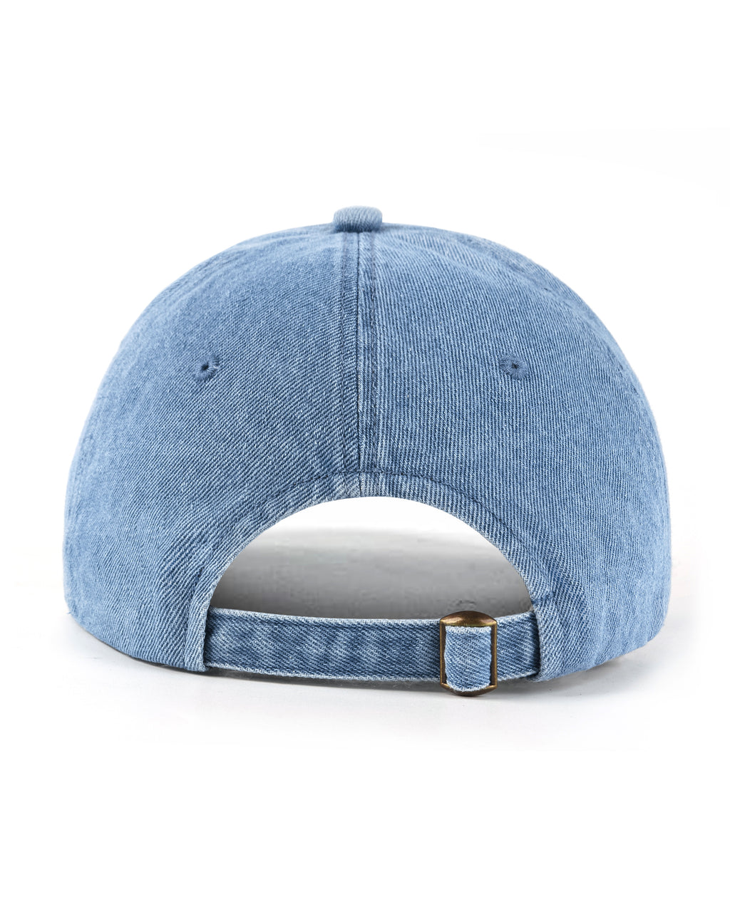 Blue soft crown washed denim baseball cap for big heads - back view detail