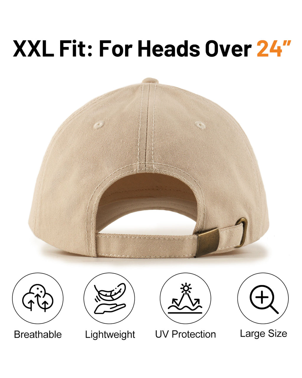 High Crown Structured Baseball Cap for Big Heads