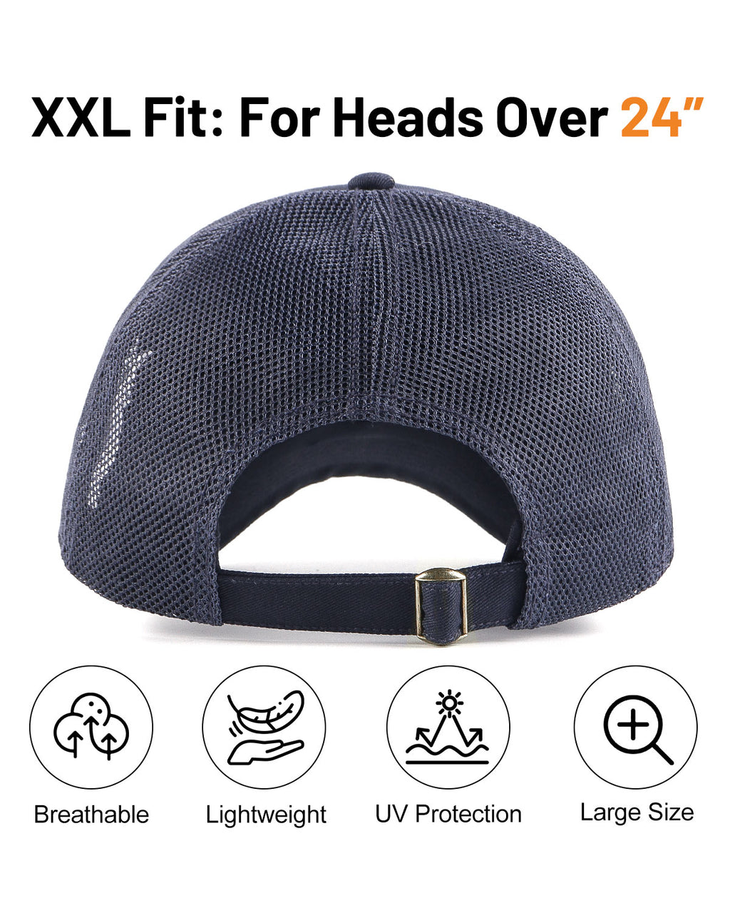 Cotton Mesh Trucker Baseball Cap for Big Heads