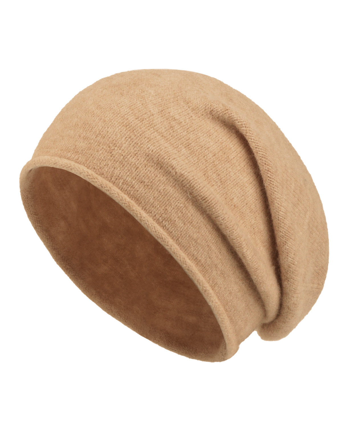Khaki soft slouchy beanie for big heads XXL - front view - Zylioo