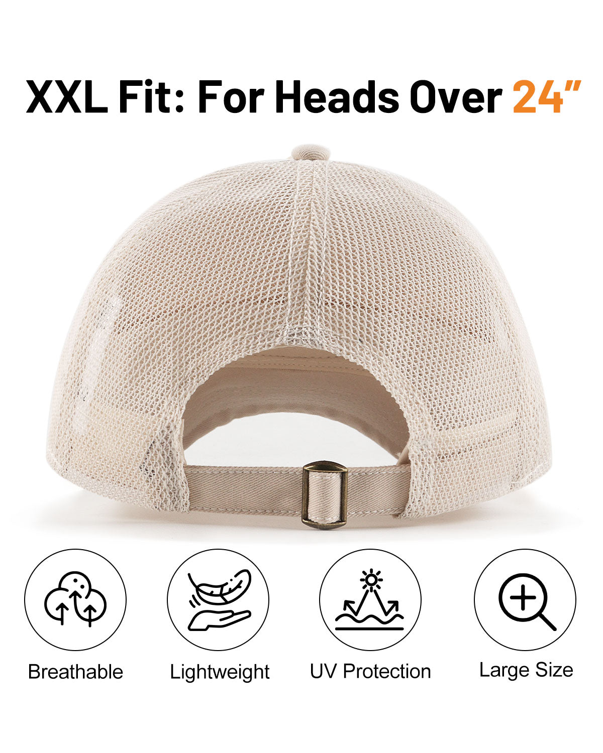 Cotton Mesh Trucker Baseball Cap for Big Heads