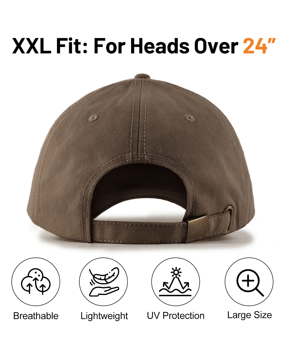 High Crown Structured Baseball Cap for Big Heads
