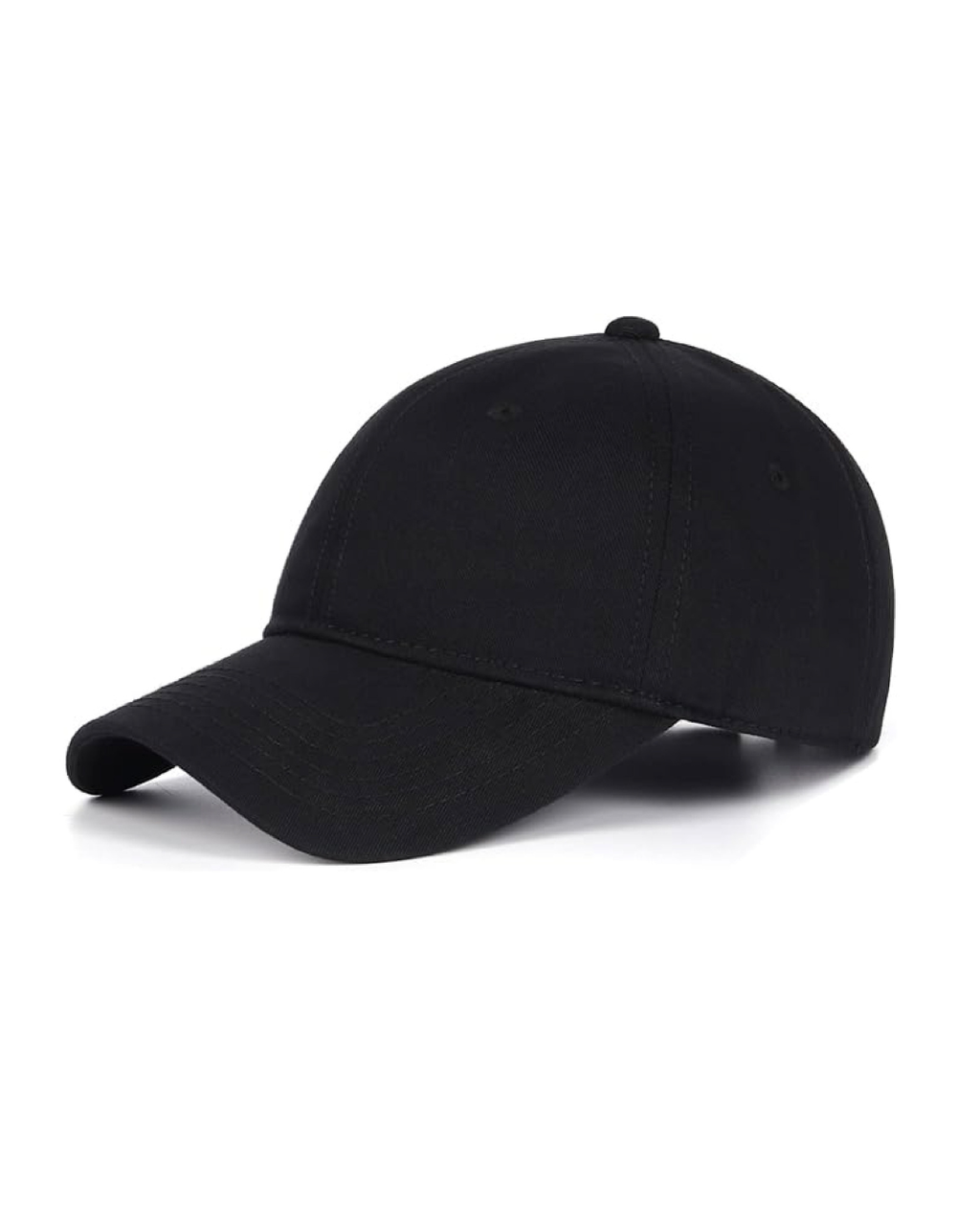Black cotton baseball cap for big heads XXL - three quarter view