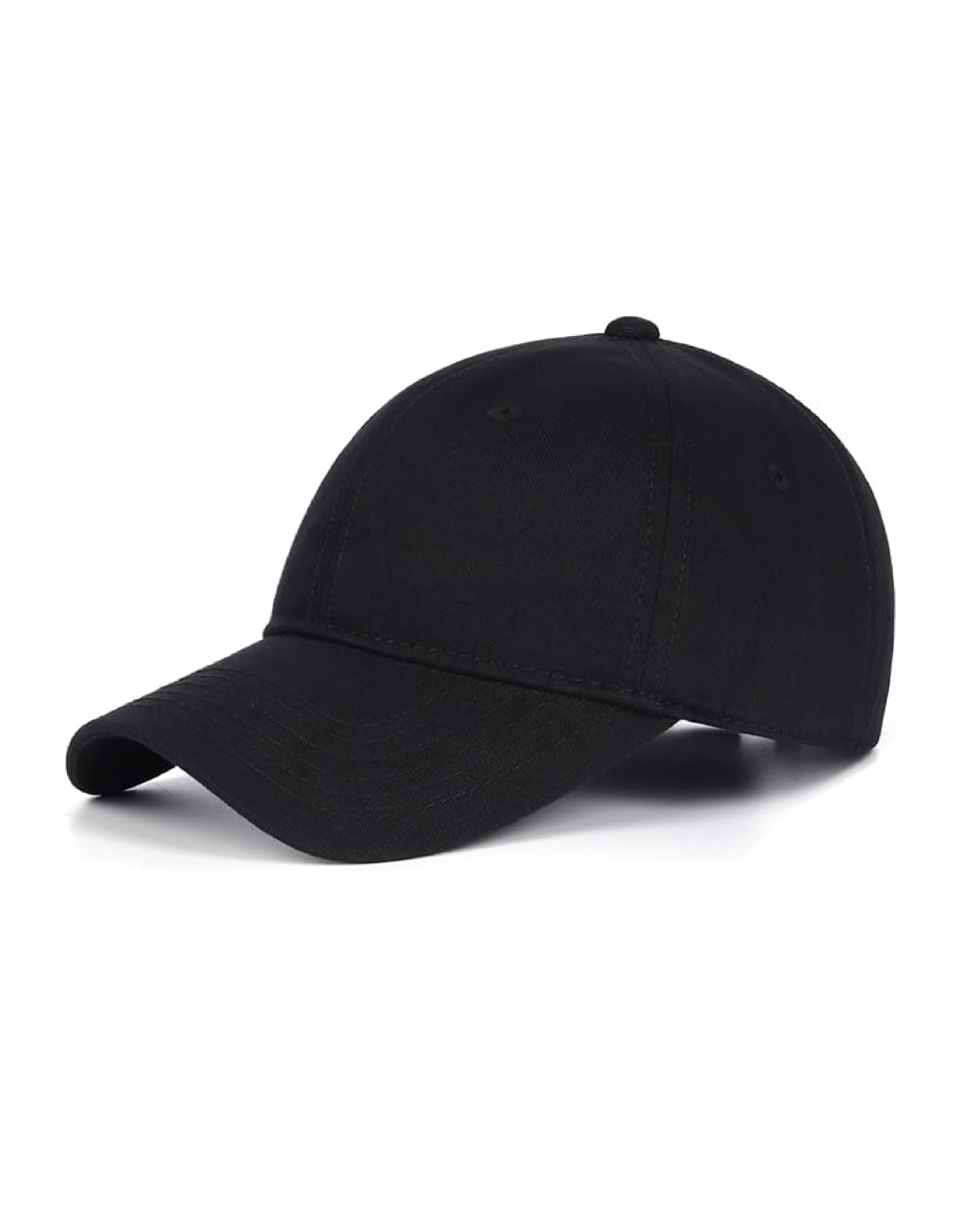Black cotton baseball cap for big heads XXL - three quarter view