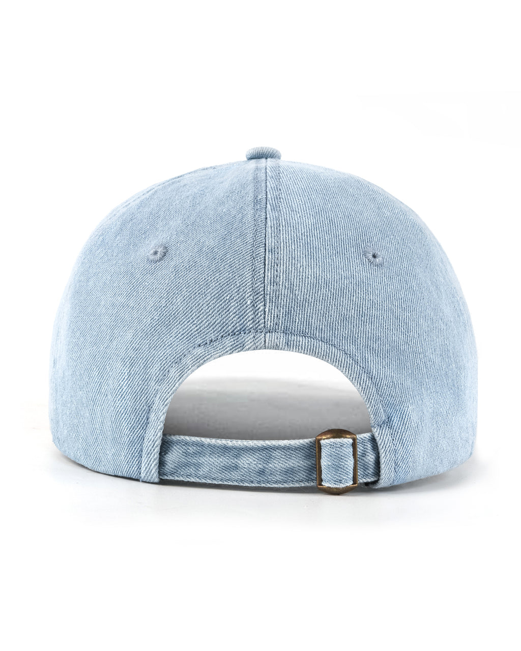  Light blue soft crown washed denim baseball cap for big heads - back view detail