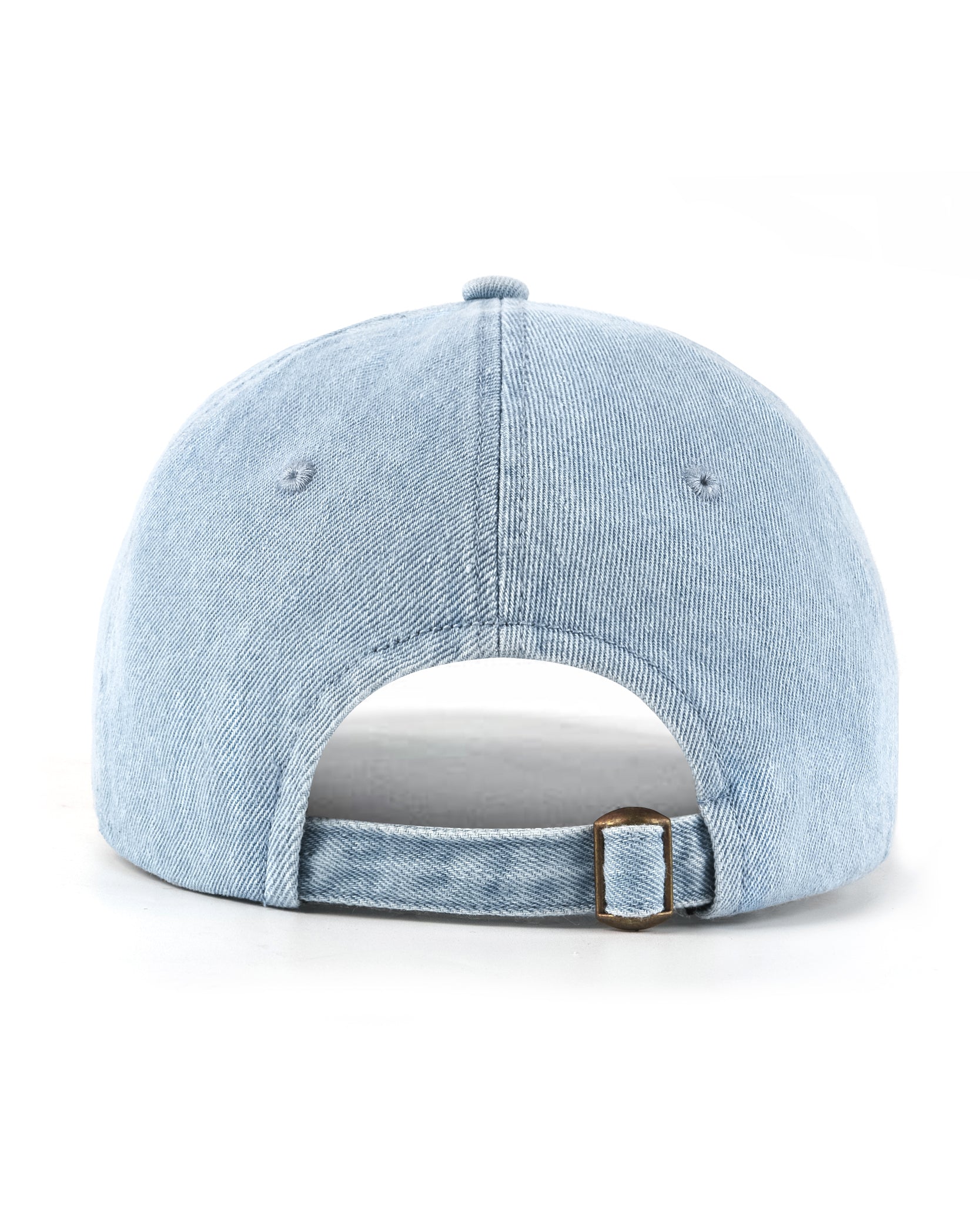  Light blue soft crown washed denim baseball cap for big heads - back view detail