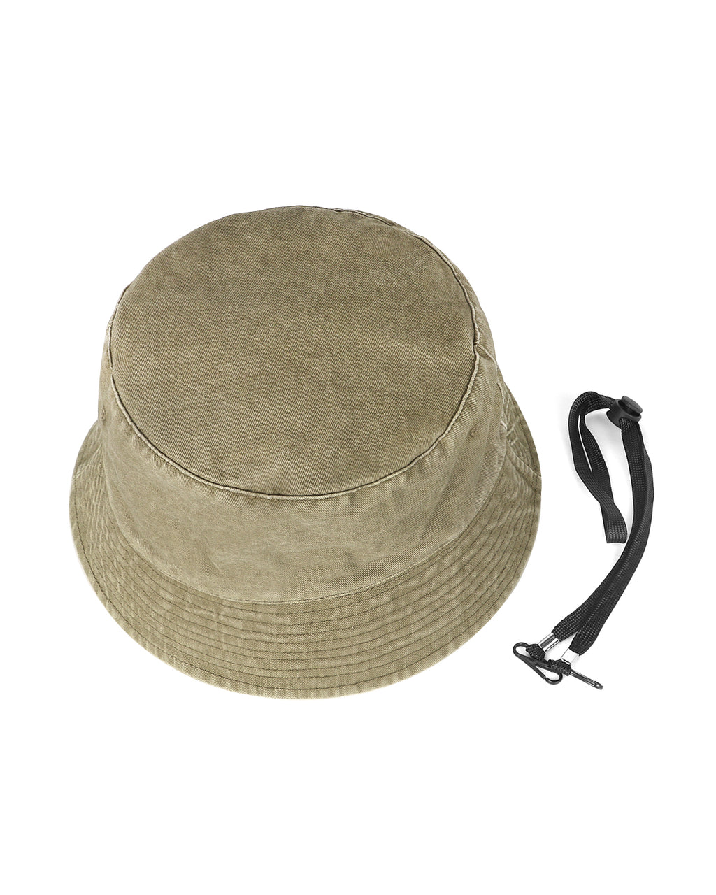 Khaki cotton washed denim bucket hat for big heads - top crown view