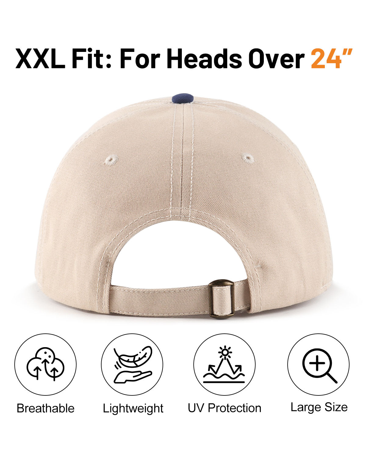 2-Tone Cotton Baseball Cap for Big Heads