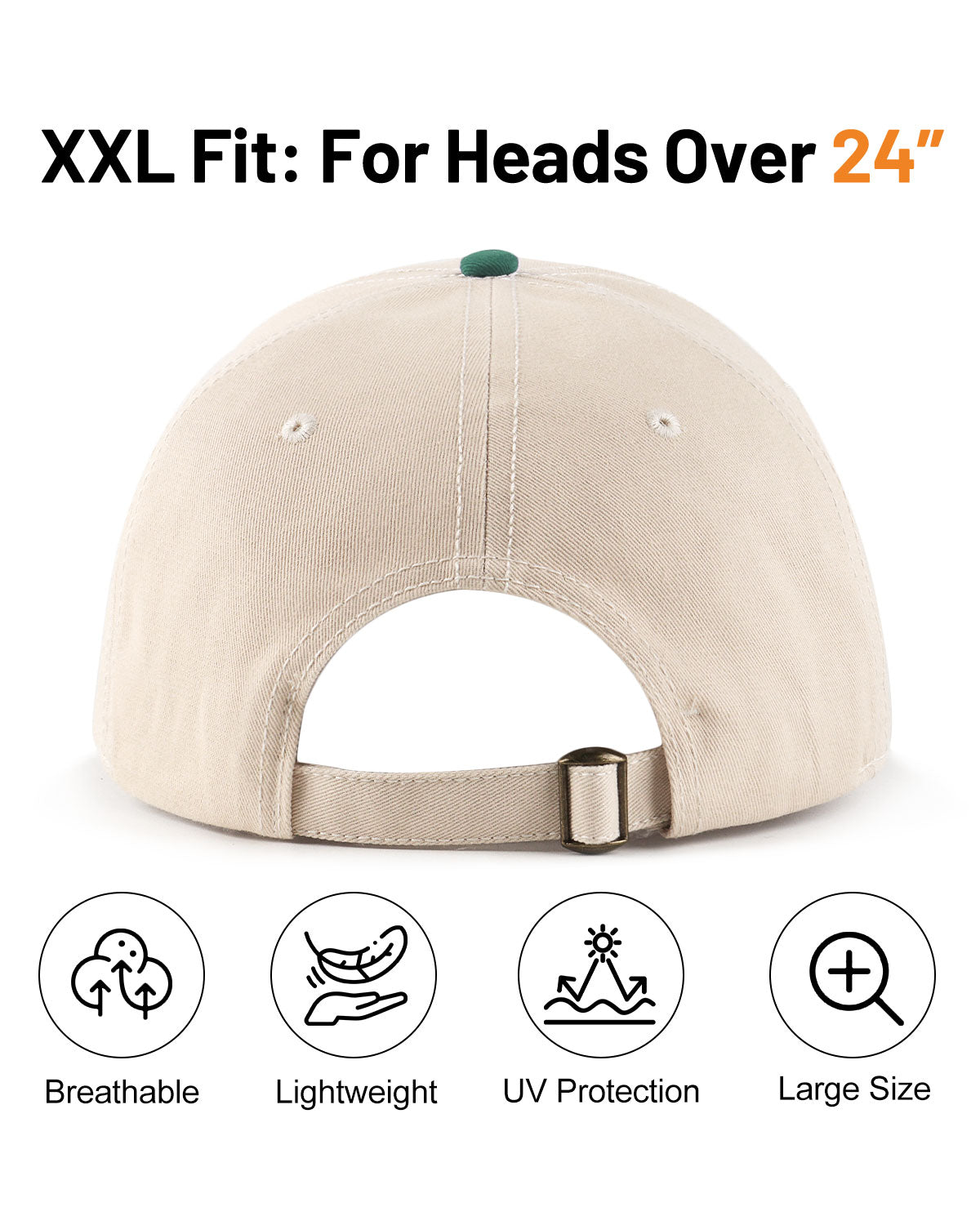 2-Tone Cotton Baseball Cap for Big Heads
