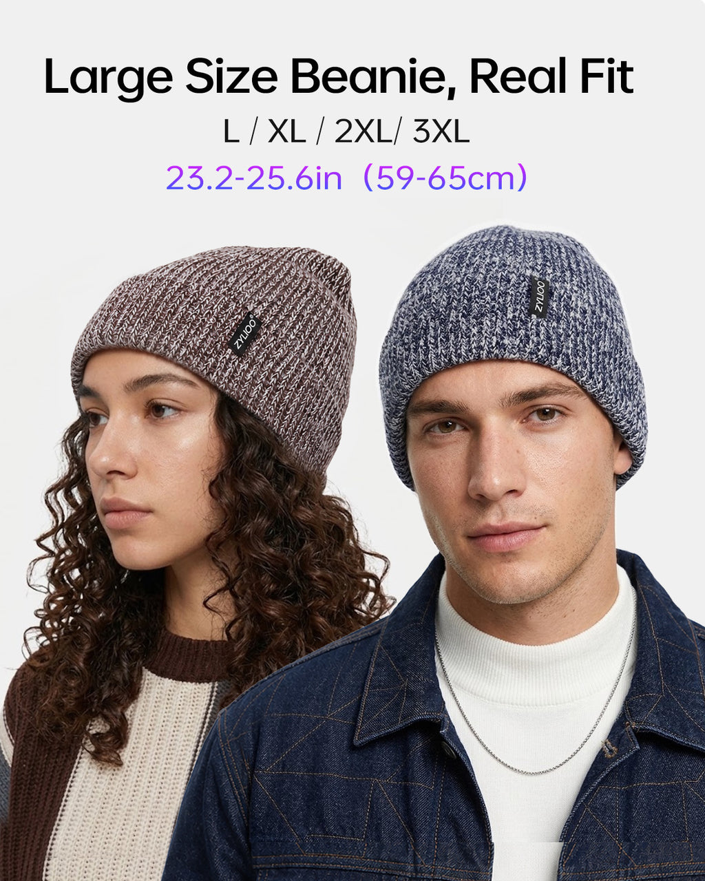 Gerippte Strickmütze für große Köpfe