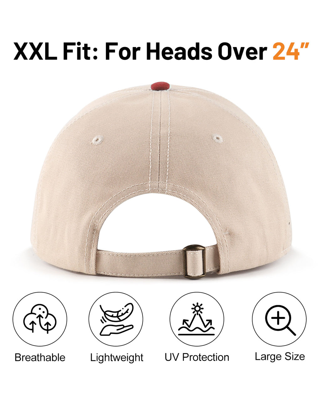 2-Tone Cotton Baseball Cap for Big Heads