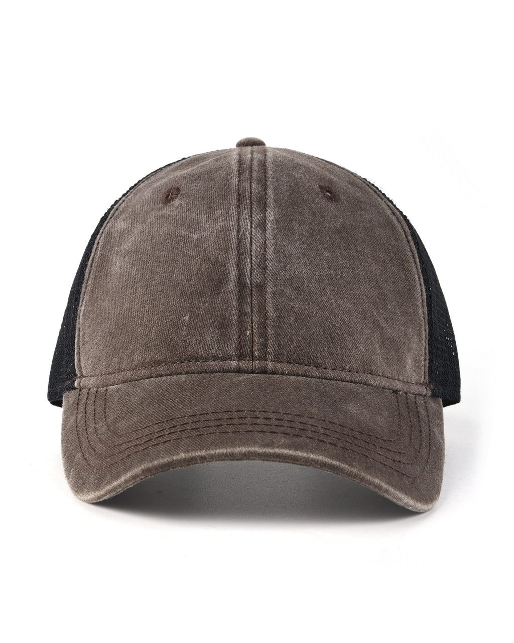 Coffee cooling mesh washed trucker hat for big heads - front view
