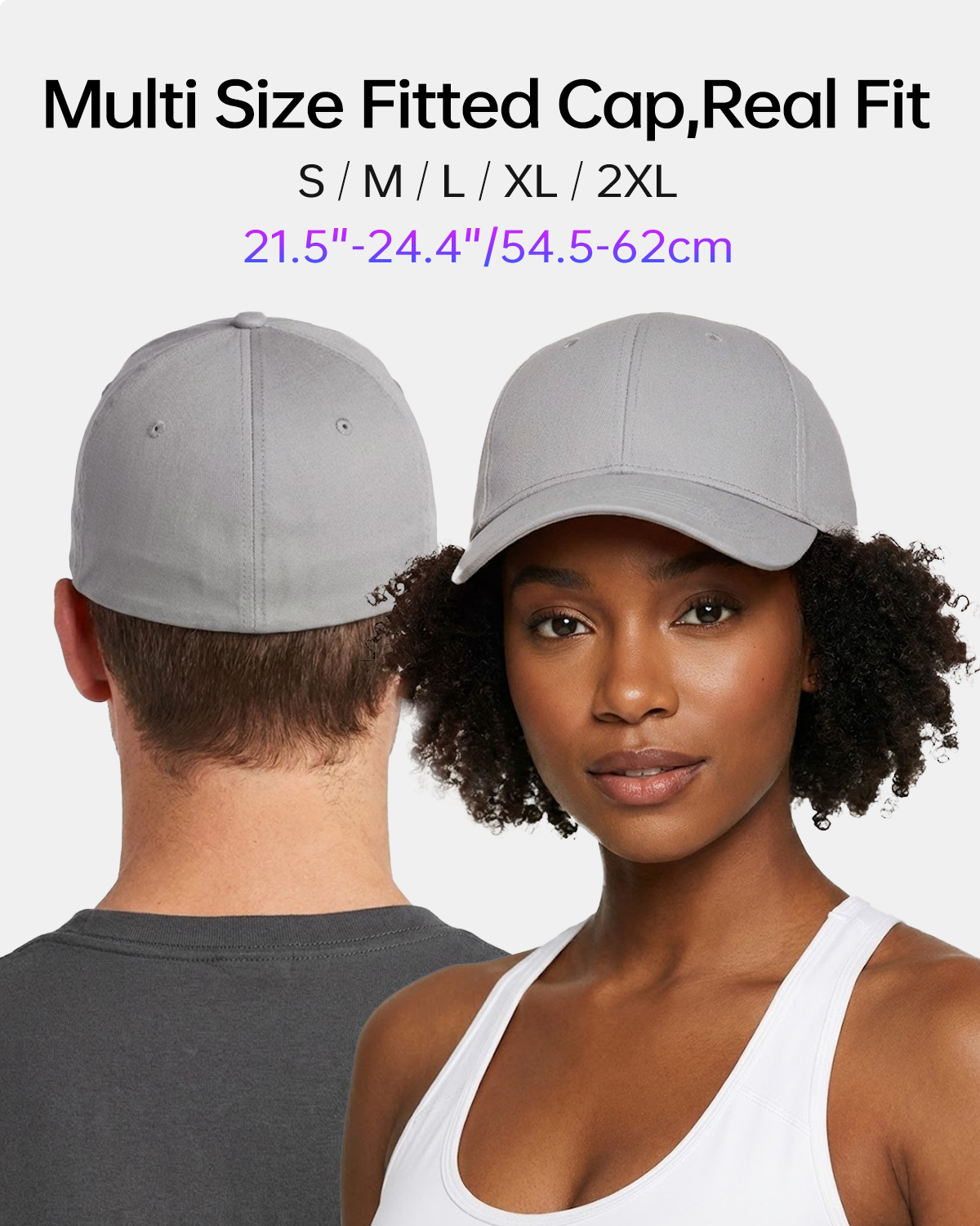 Closed Back Structured Baseball Cap for Big Heads