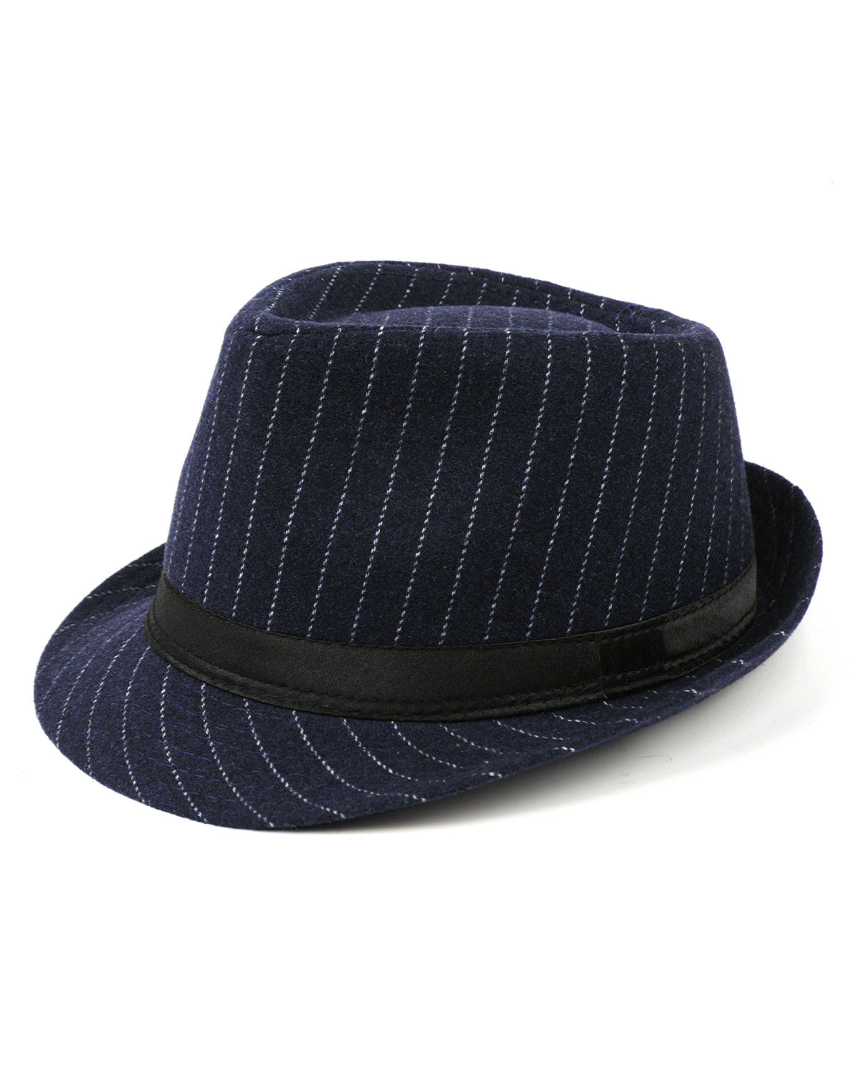 Navy wool trilby fedora for big heads XXL - front view - Zylioo