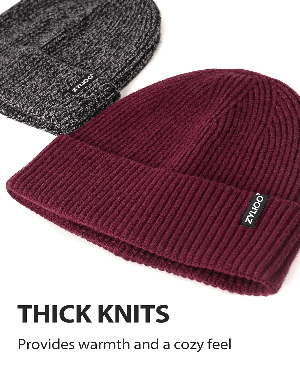 Maroon ribbed knit beanie for big heads - flat lay display