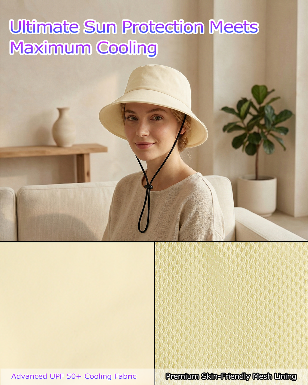 Cooling Wide Brim Sun Hat for Big Heads