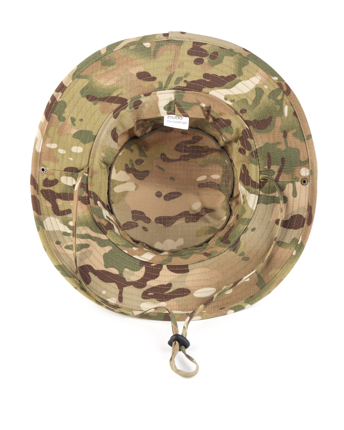 Khaki tactical boonie sun hat for big heads - interior sweatband detail