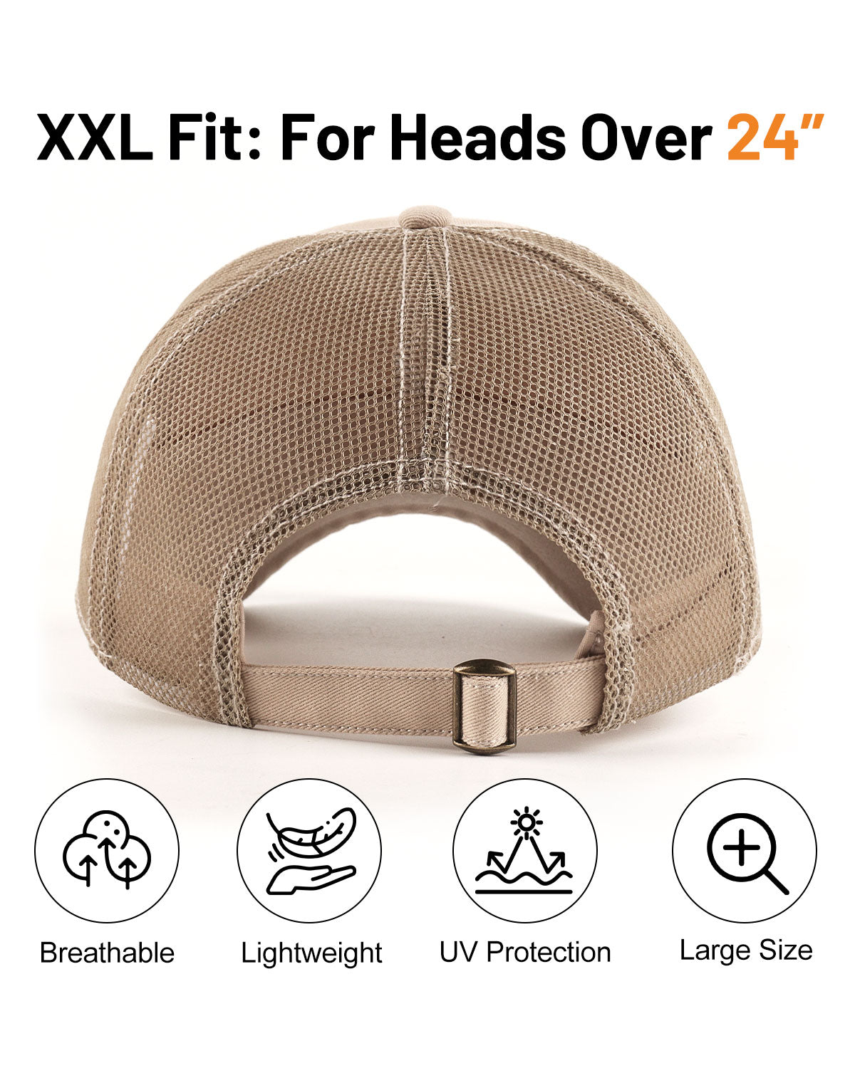 Cotton Mesh Trucker Baseball Cap for Big Heads