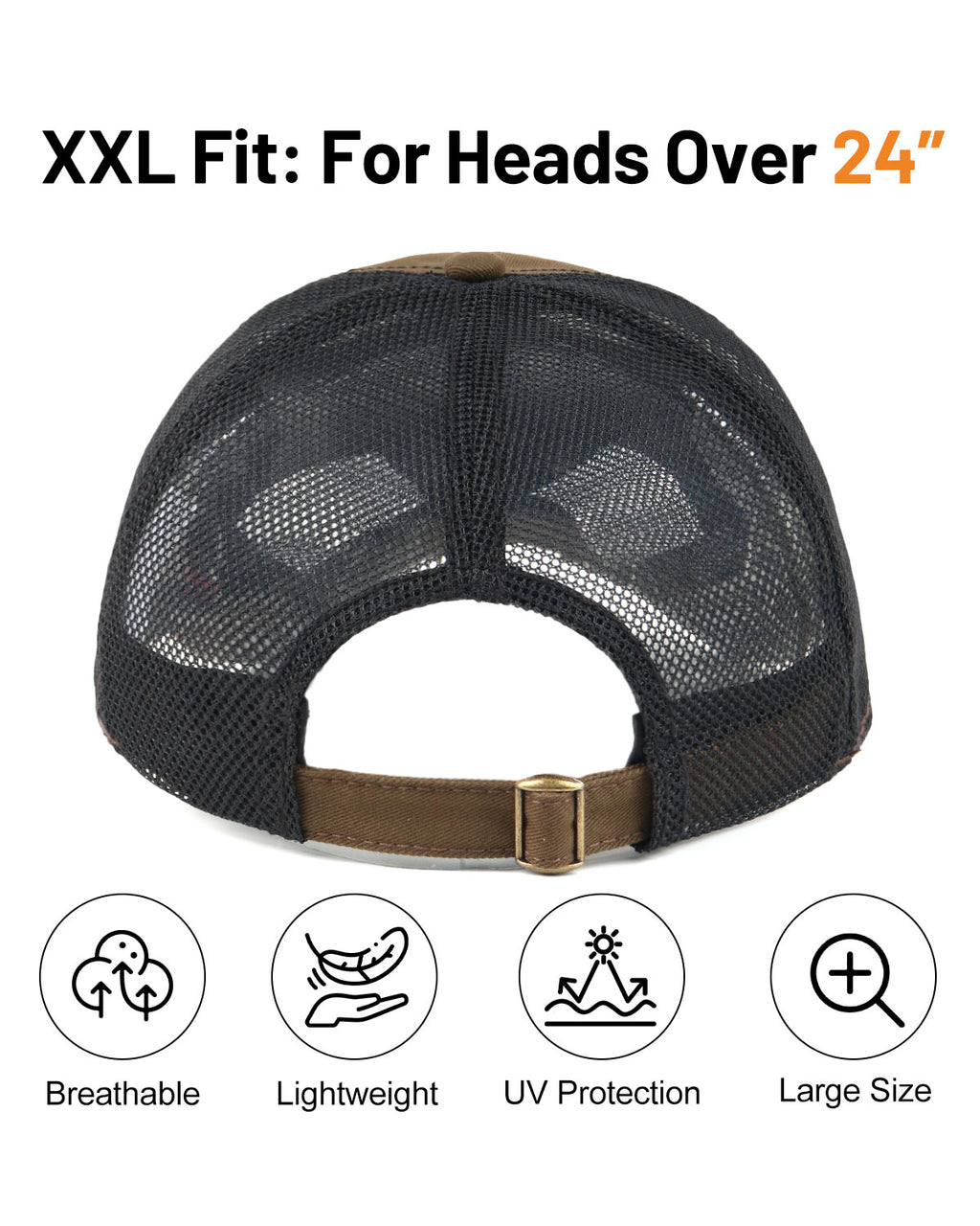 Cotton Mesh Trucker Baseball Cap for Big Heads