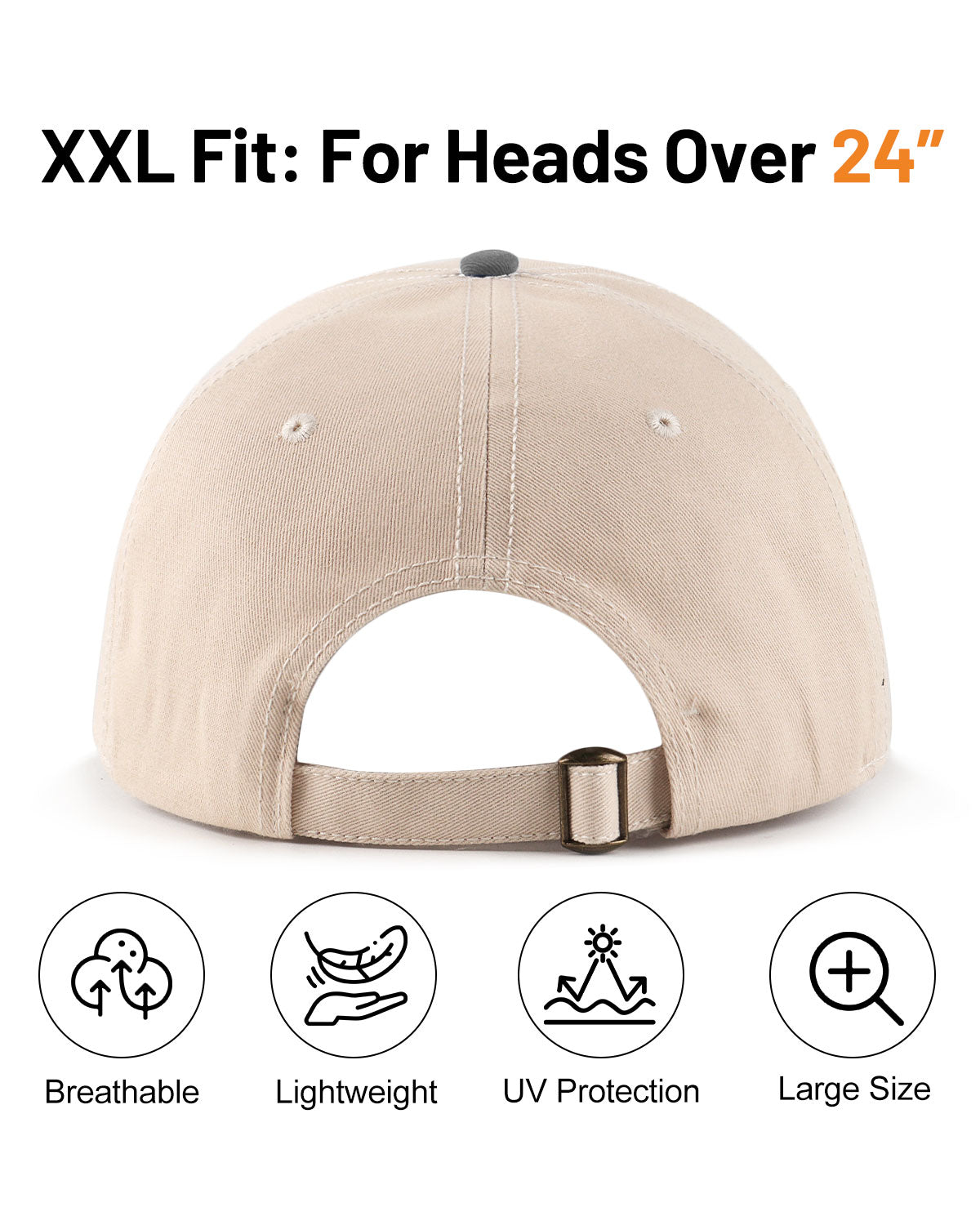 2-Tone Cotton Baseball Cap for Big Heads