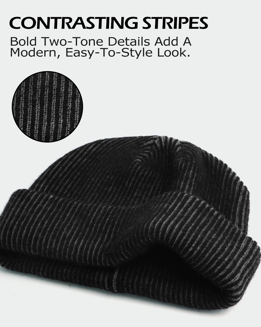 Contrast Stripe Beanie for Big Heads