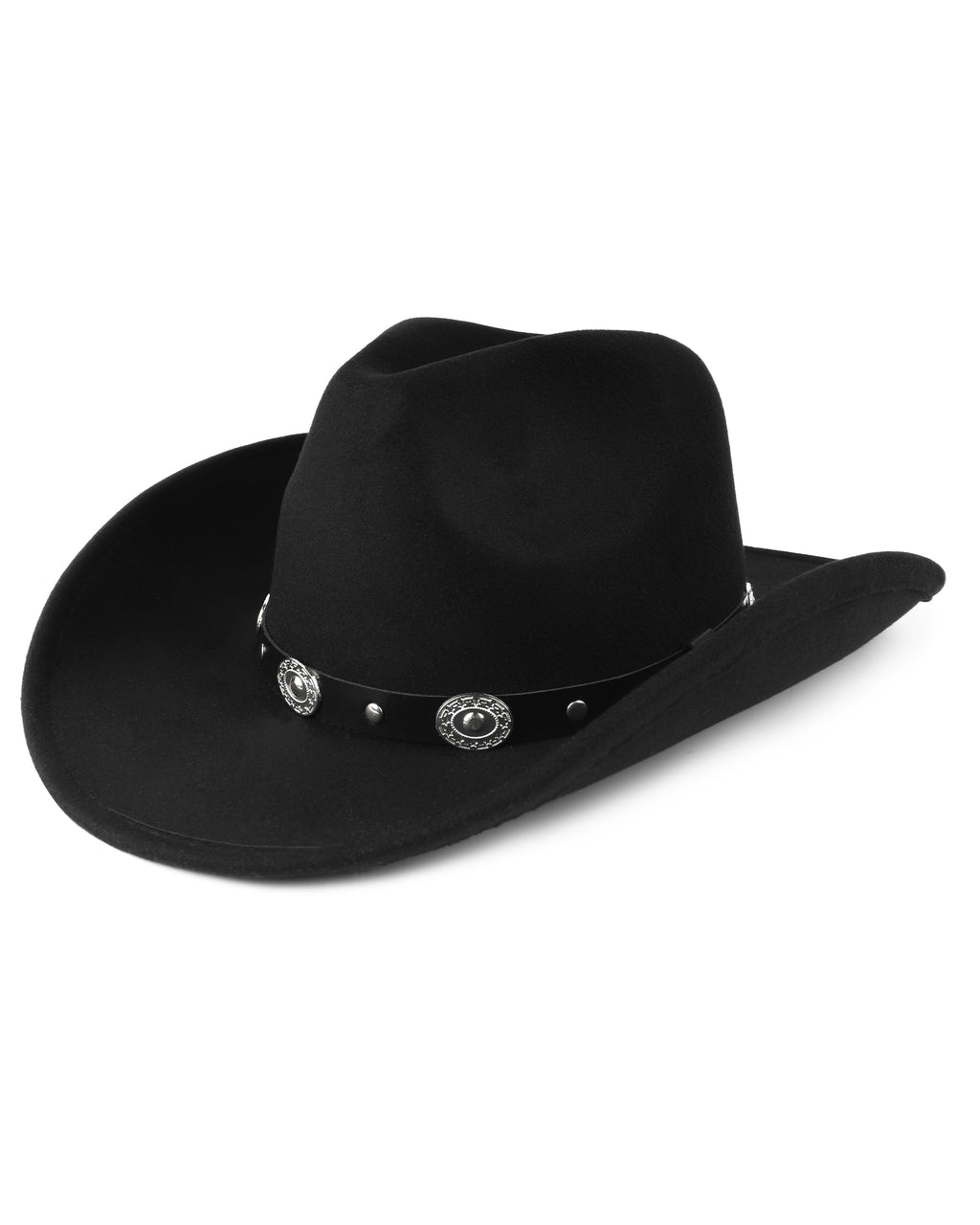 Black shapeable felt cowboy hat for big heads - side view