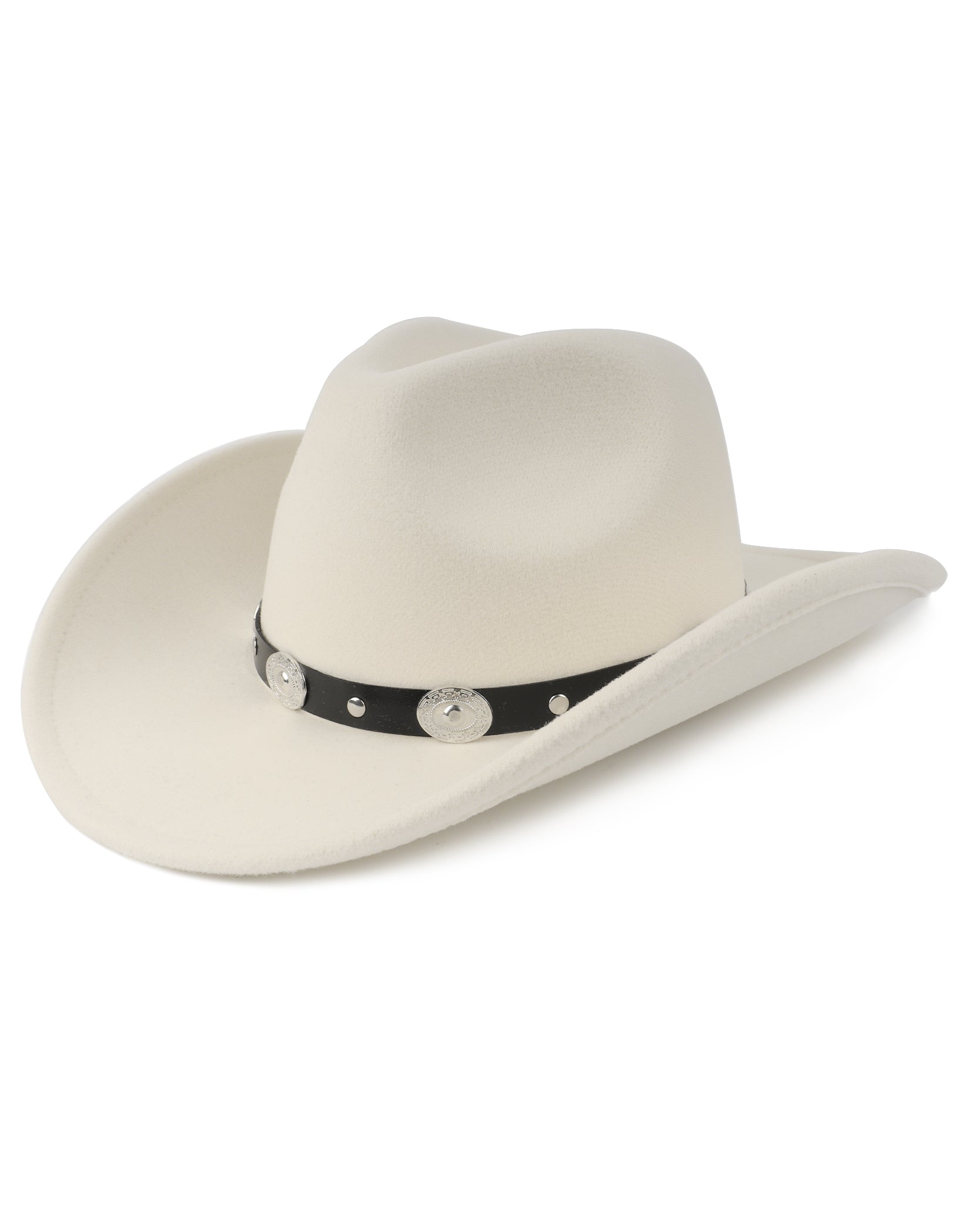 White shapeable felt cowboy hat for big heads - side view