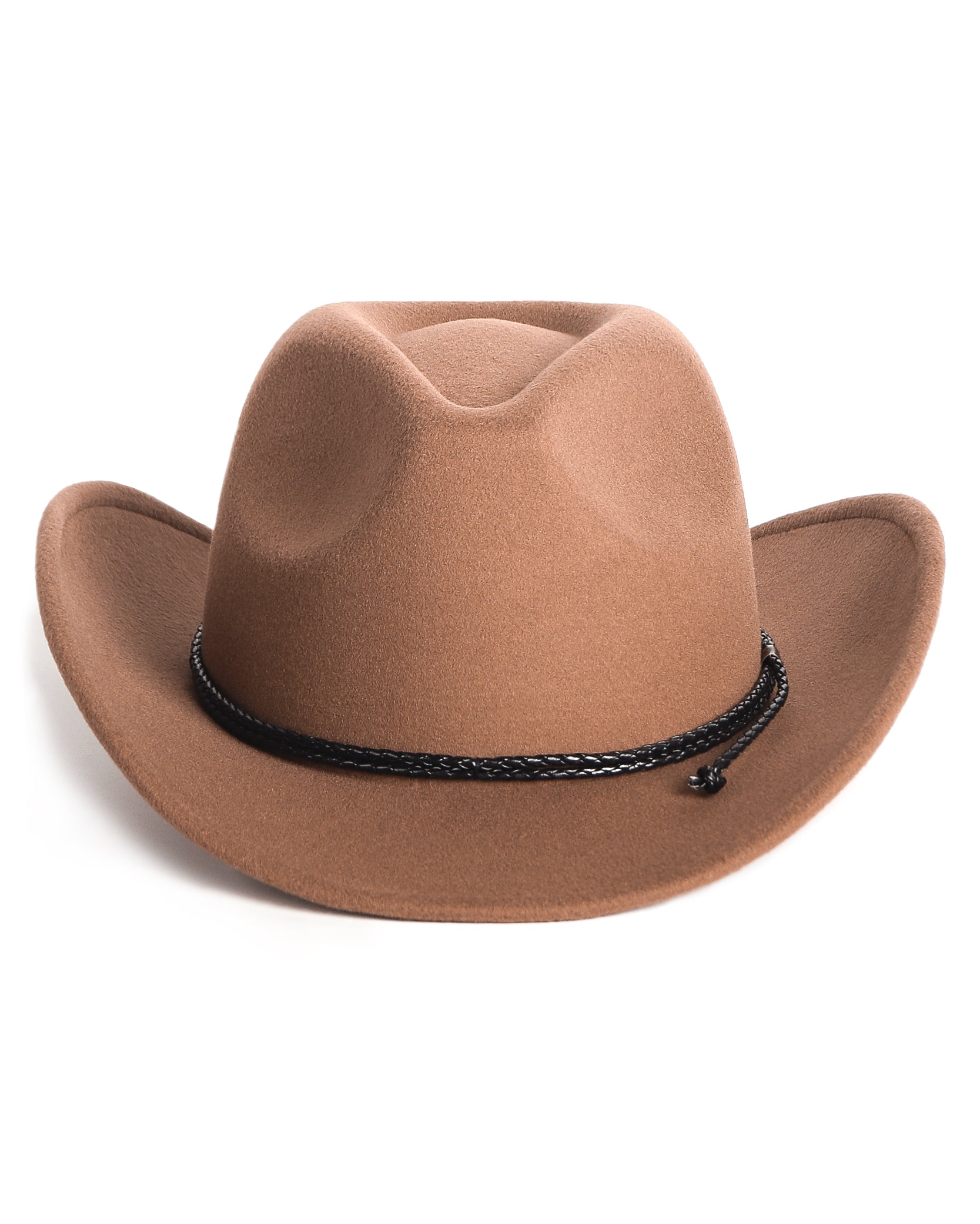 Brown felt cowboy hat for big heads - front view