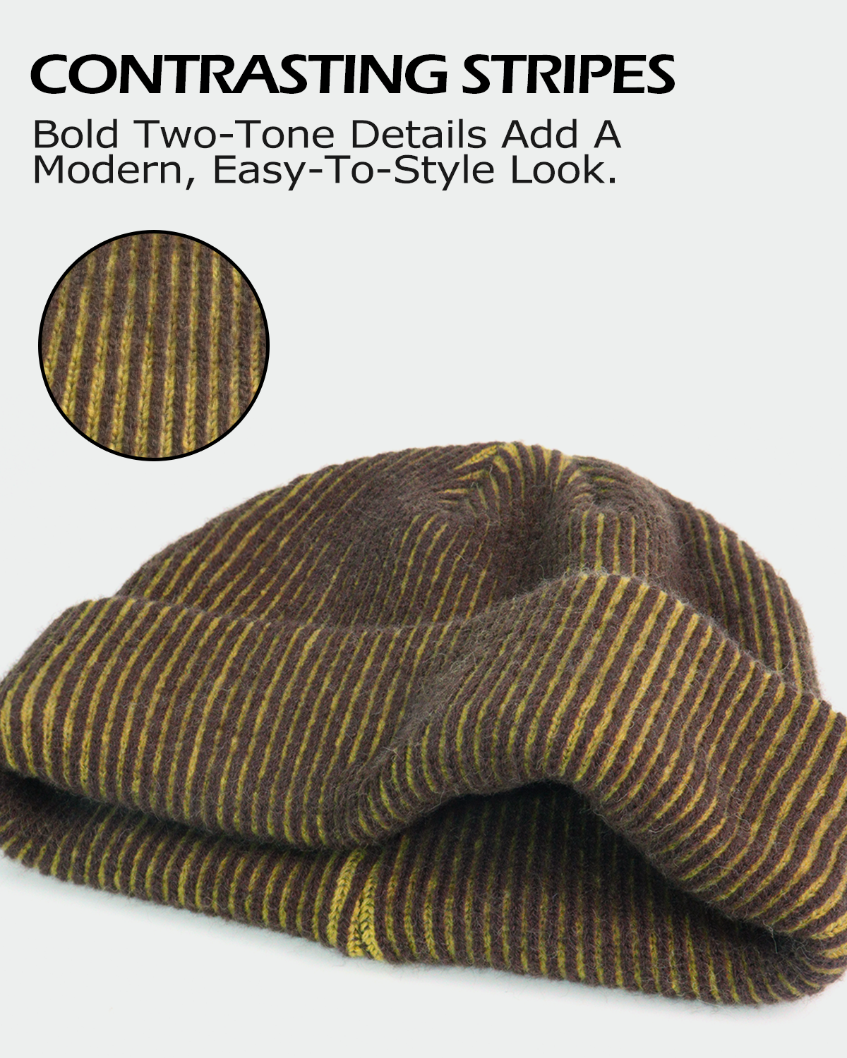 Contrast Stripe Beanie for Big Heads