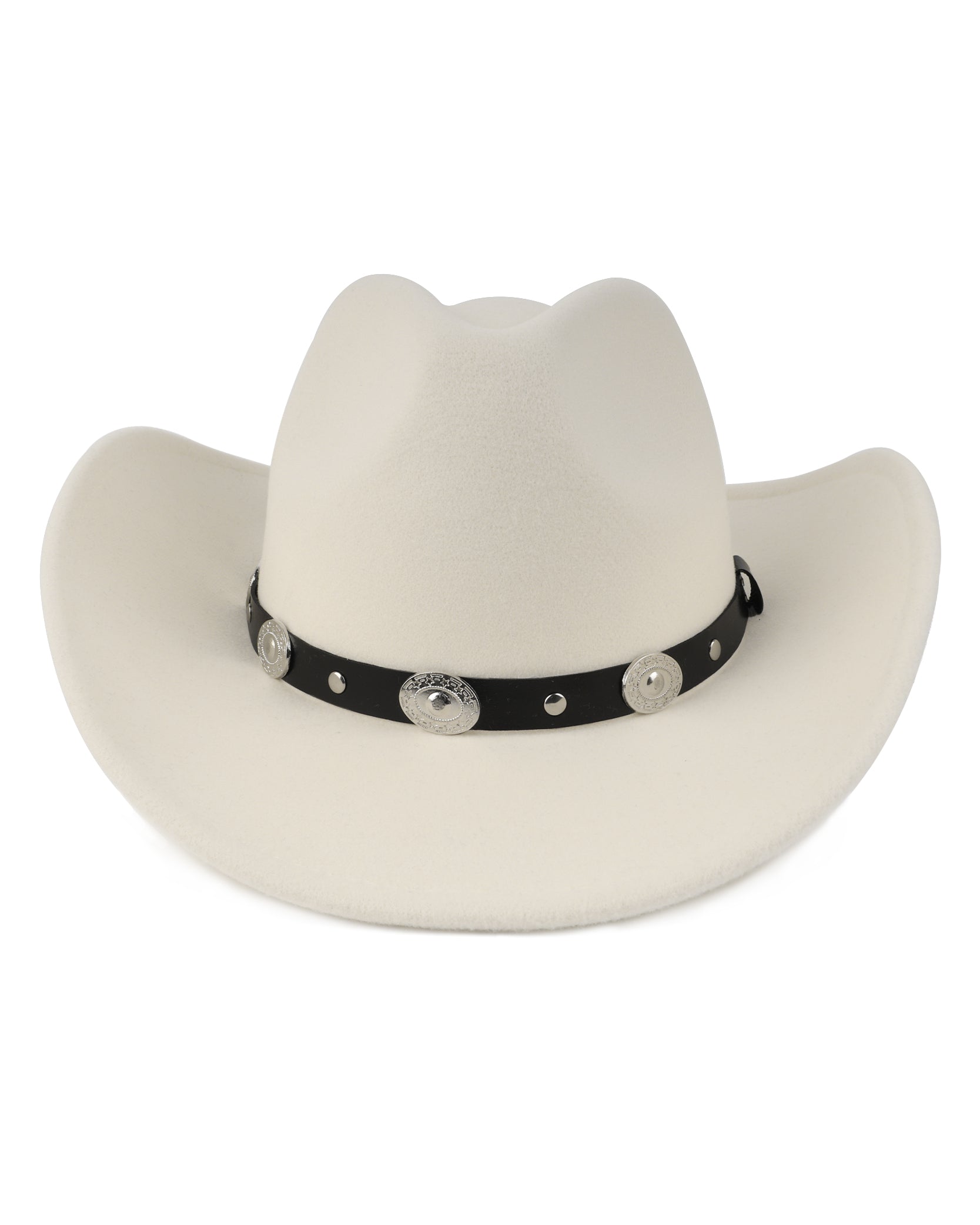 White shapeable felt cowboy hat for big heads XXL - front view - Zylioo