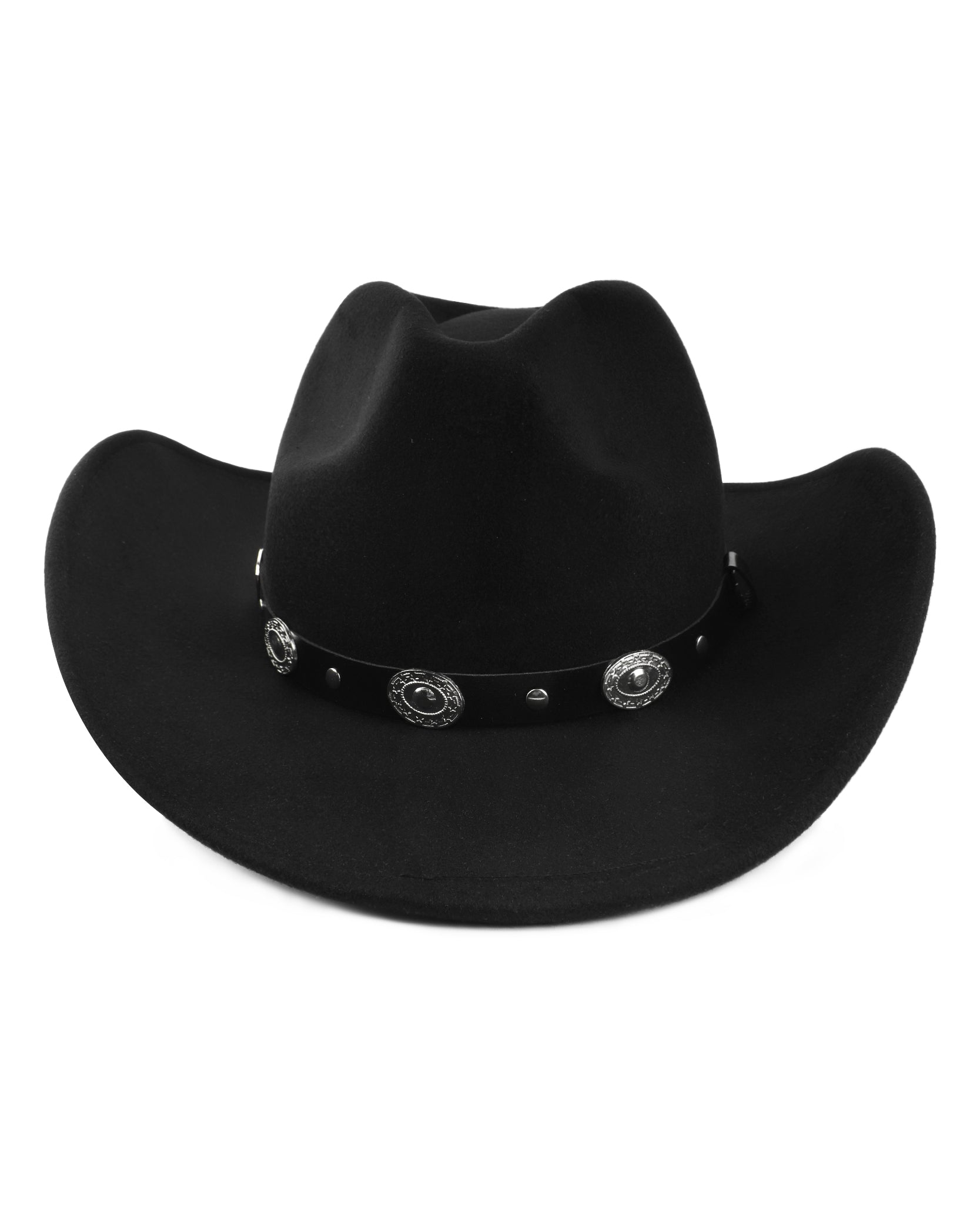 Black shapeable felt cowboy hat for big heads XXL - front view - Zylioo