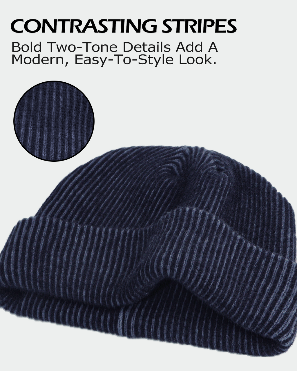 Contrast Stripe Beanie for Big Heads
