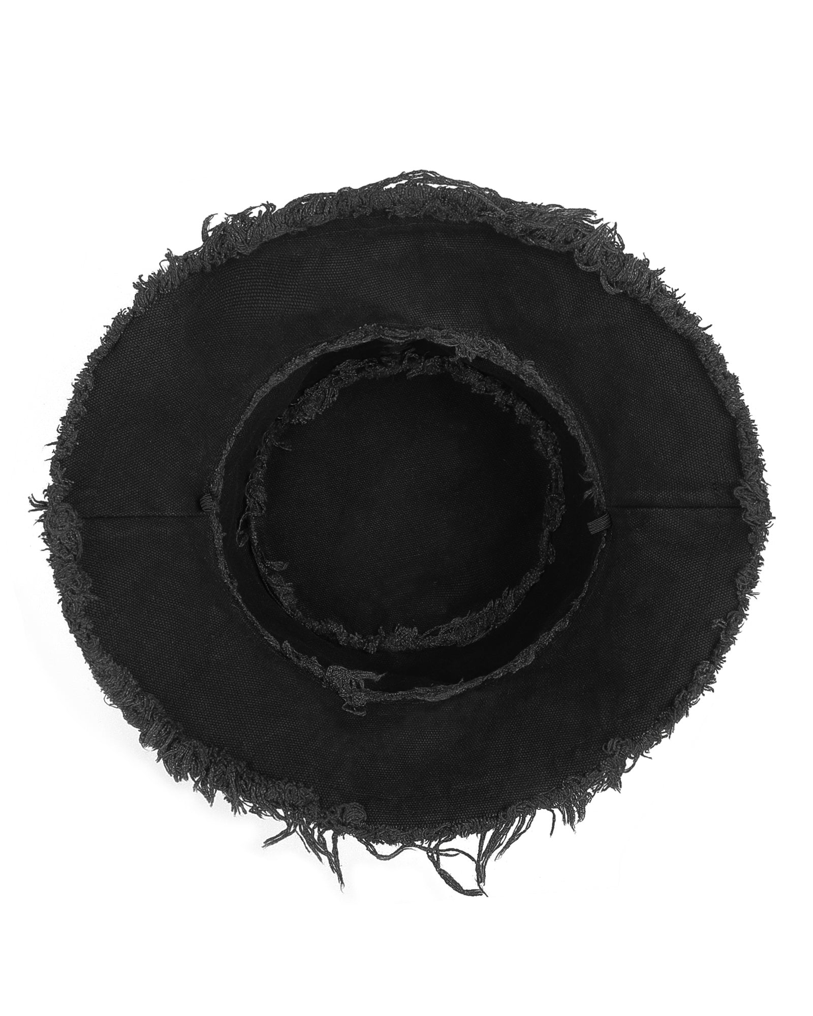 Reversible black bucket hat interior - contrast lining and construction detail