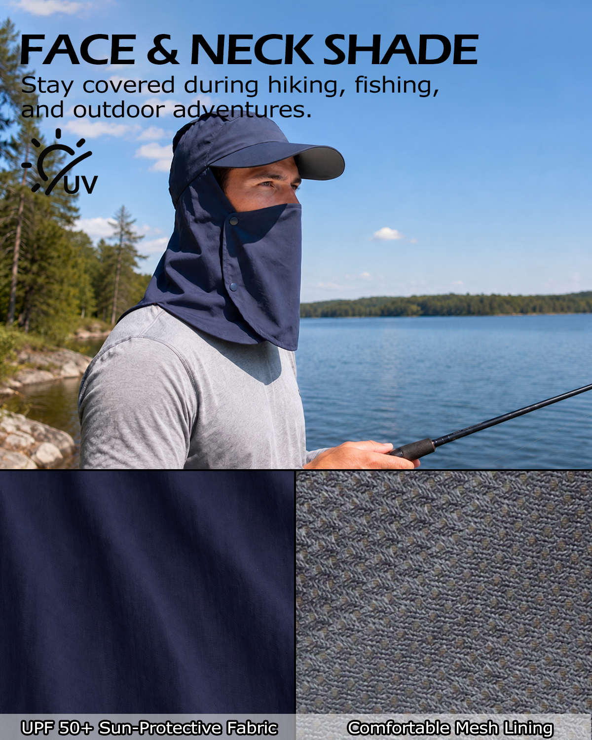 Quick-Dry Sun Hat with Neck Flap for Big Heads