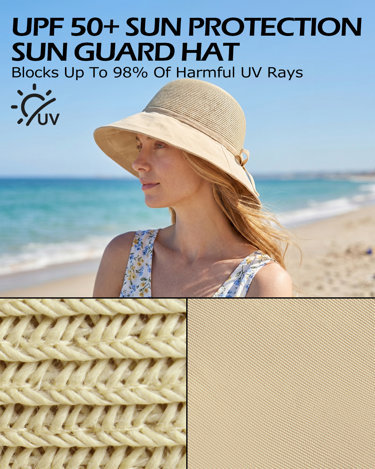 XL Wide Brim Straw Sun Hat for Big Heads