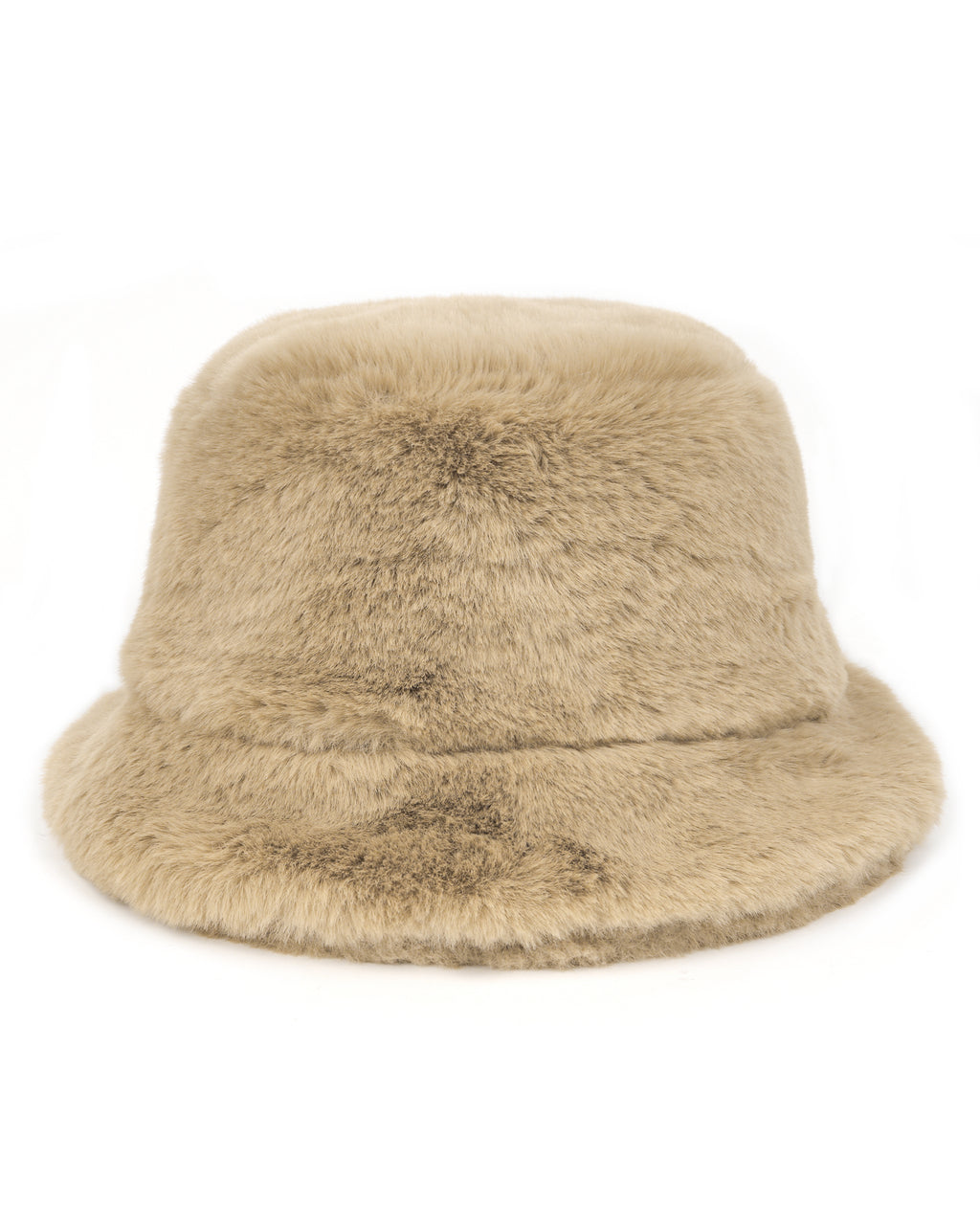 Camel fluffy winter bucket hat for big heads XXL - front view - Zylioo