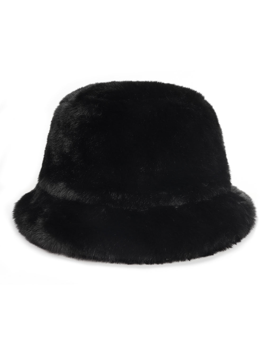 Black fluffy winter bucket hat for big heads XXL - front view - Zylioo