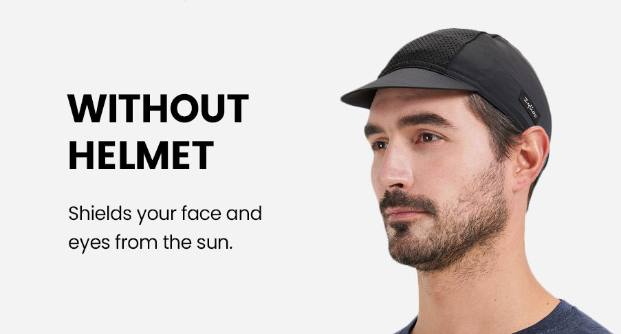 Black lightweight cycling cap for big heads XXL - front view - Zylioo