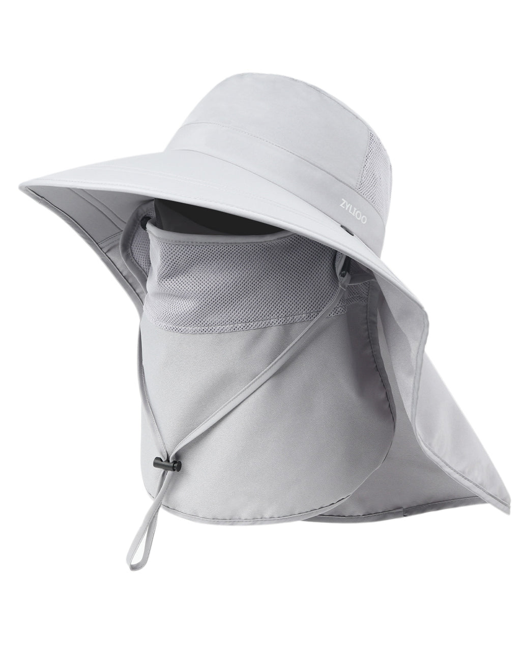 Light gray wide brim sun hat for big heads XXL - front view - Zylioo