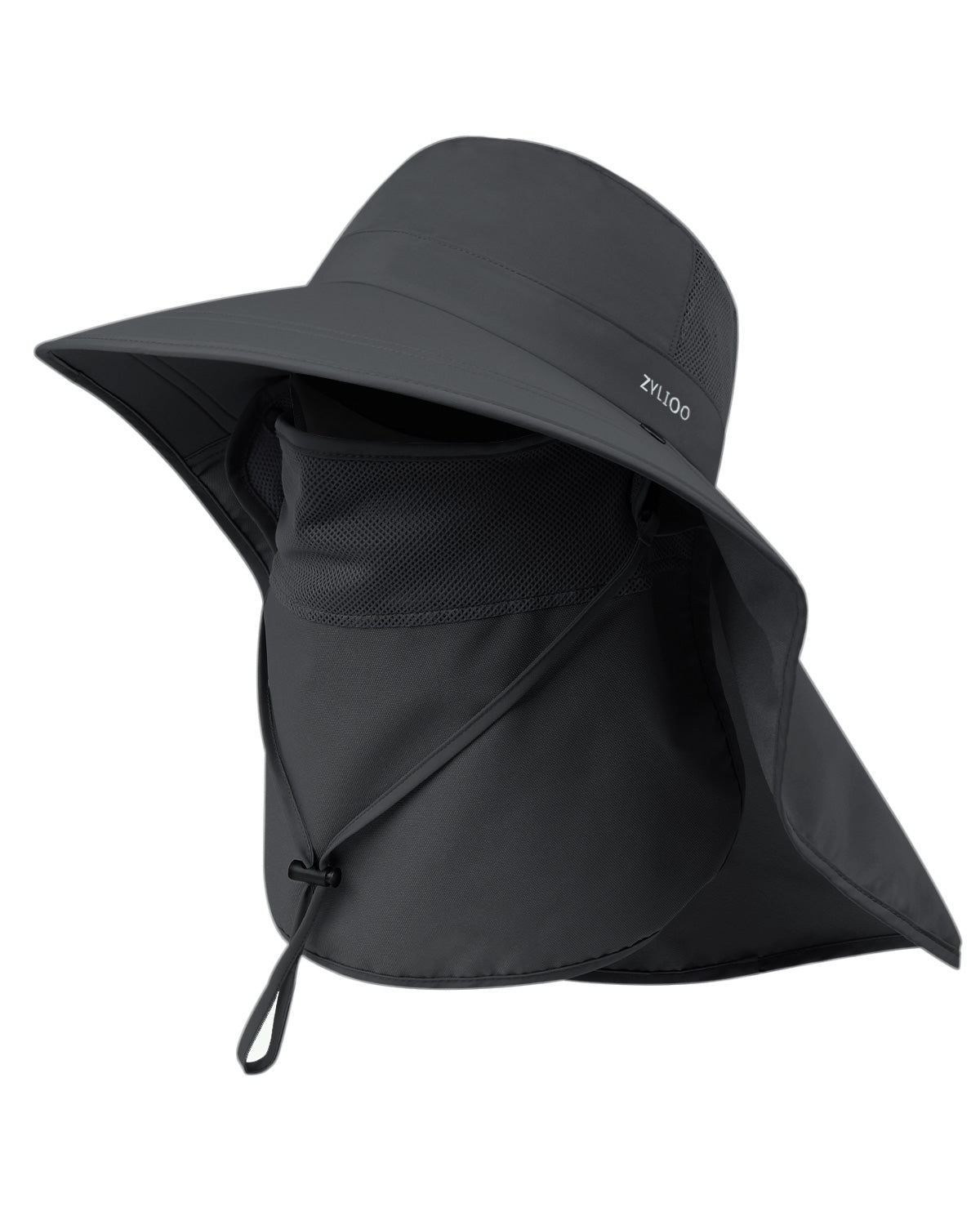  Black wide brim sun hat for big heads XXL - front view - Zylioo