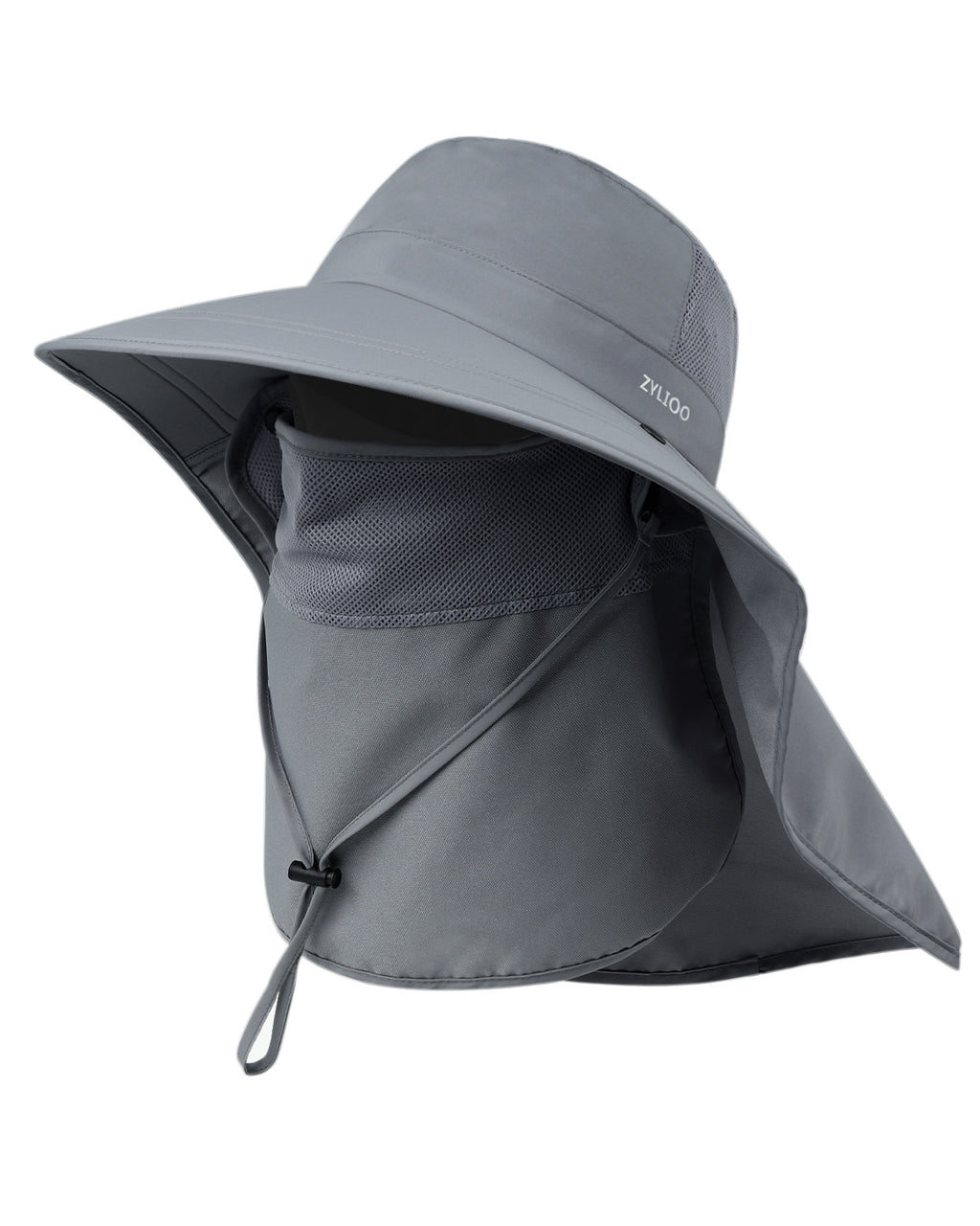 Gray wide brim sun hat for big heads XXL - front view - Zylioo