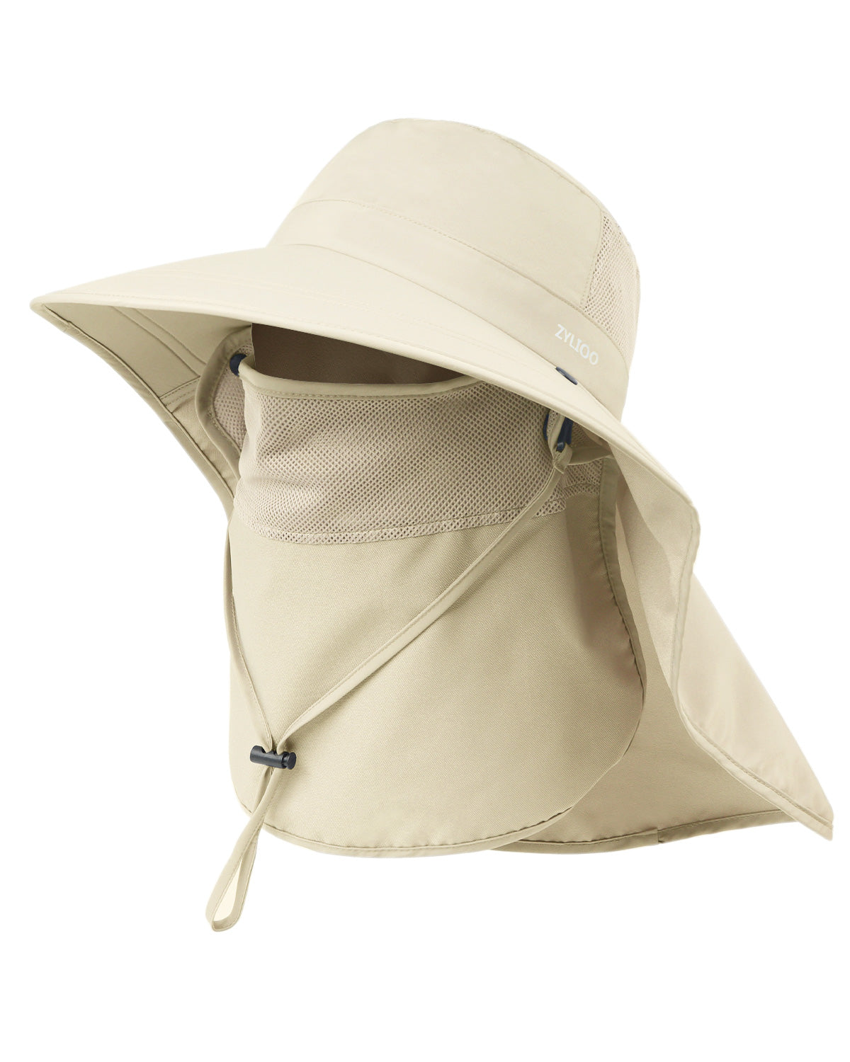Beige wide brim sun hat for big heads XXL - front view - Zylioo