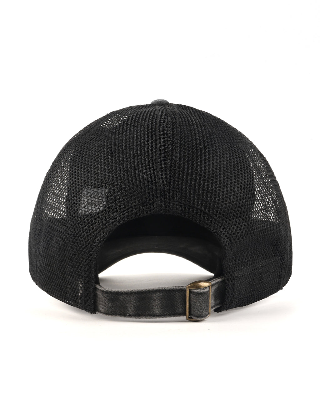  Black cooling mesh washed trucker hat for big heads - back view