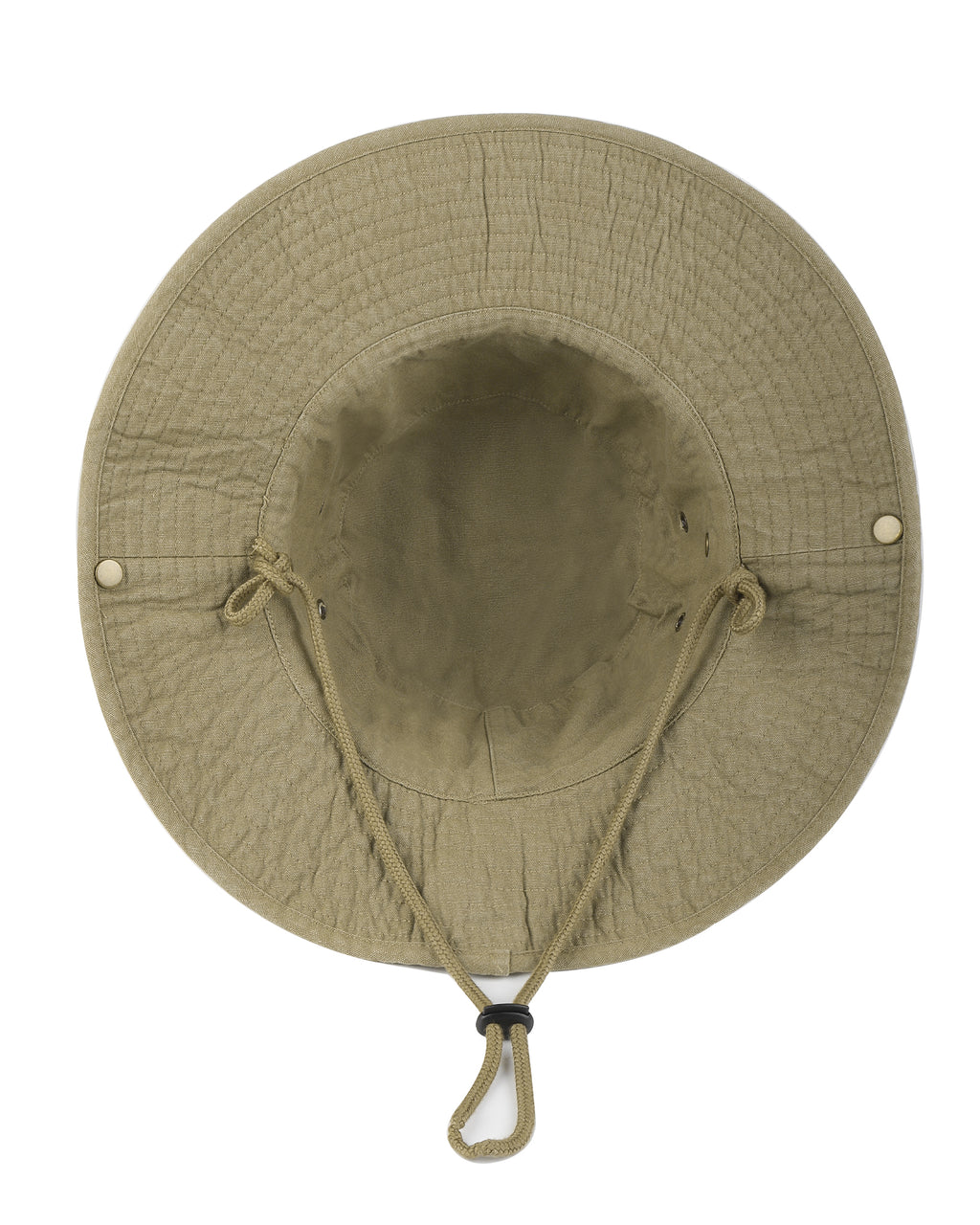 Khaki washed boonie sun hat for big heads - interior sweatband detail
